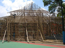 Construction of bamboo shed theatre