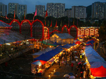 Stalls next to bamboo shed