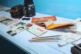 Retouching tools of old photo studio